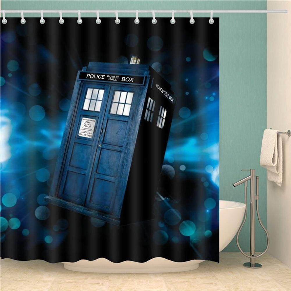 Chuveiro de madeira cortina Doctor Who 3D impressão banheiro impermeável
