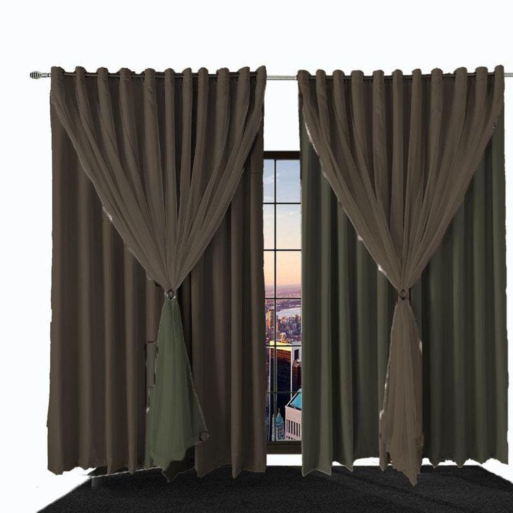 Cortina Blackout 4,10X2,30 Sala E Quarto Blecaute Ana Marrom
