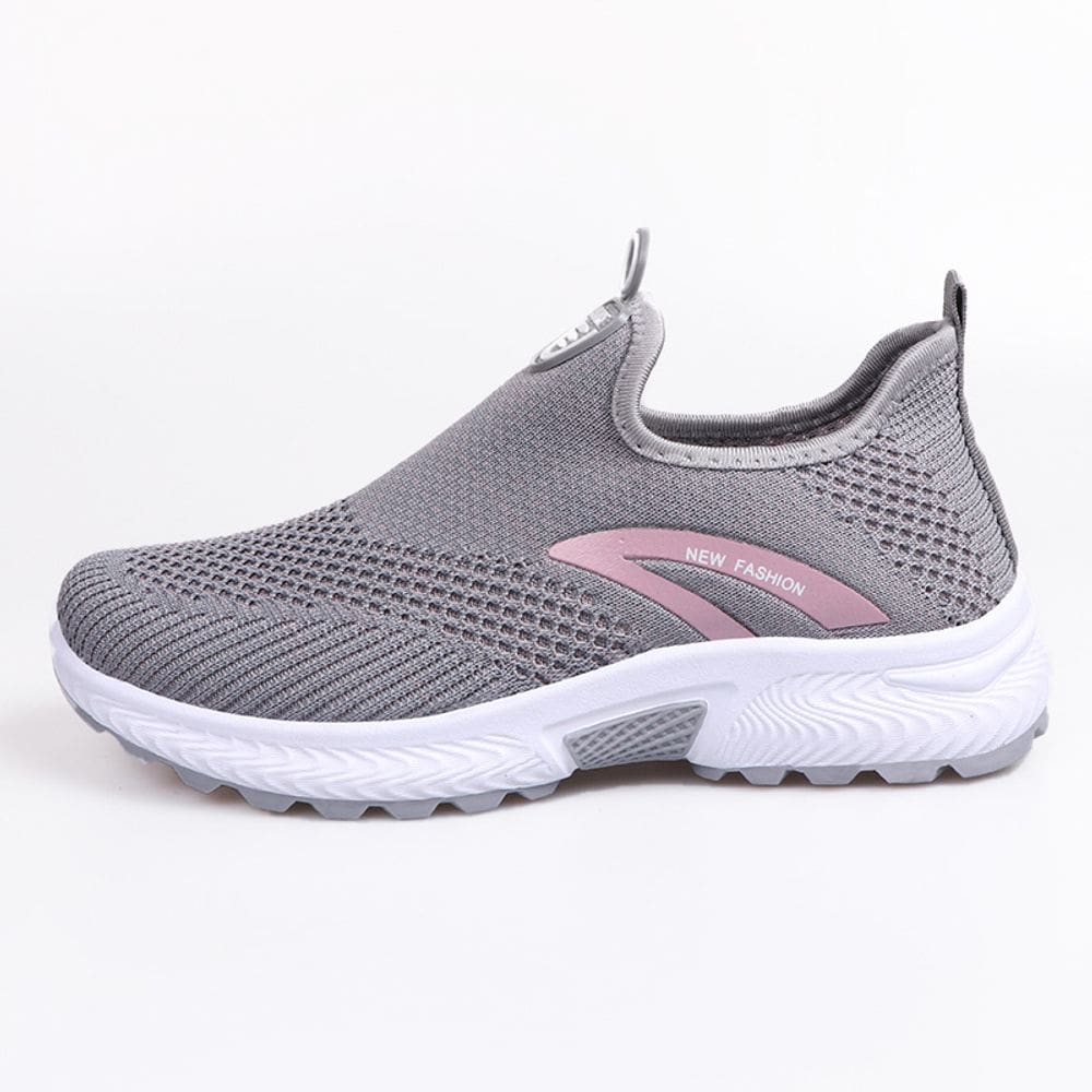 Chinelos Casuais Sapato de Almofada de Ar Antiderrapante para Mulheres-Cinza 36