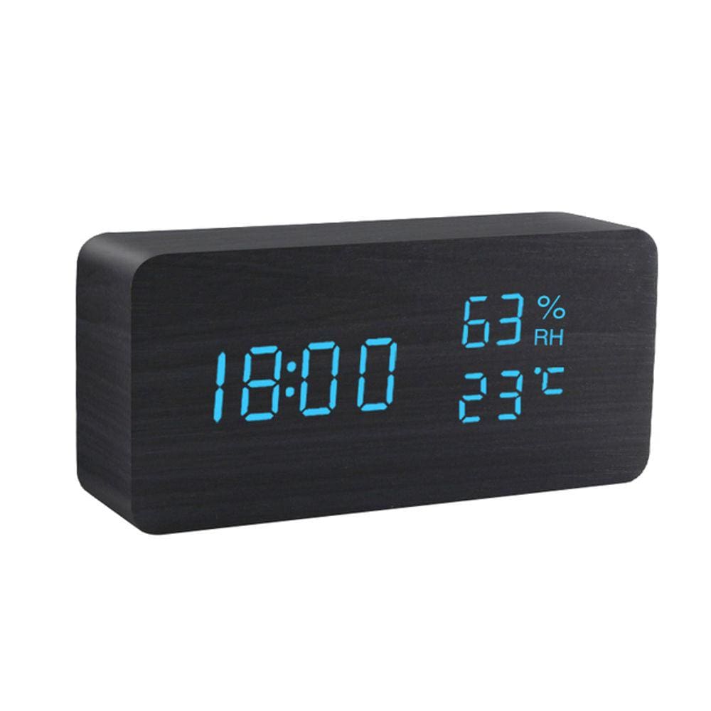 Despertador de madeira digital para mesa pulseira de madeira LED Voic