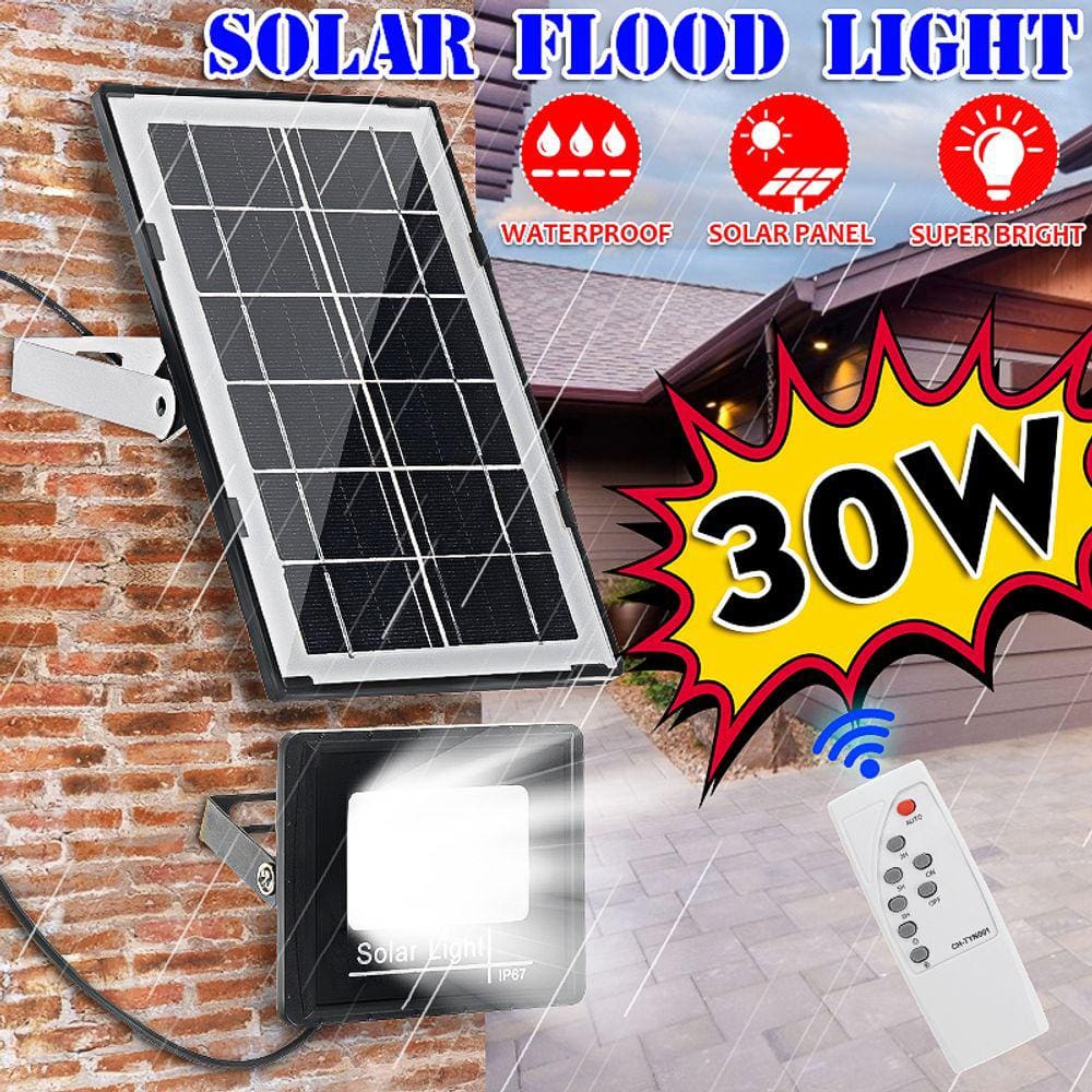 Luzes solares externas 30W 27LED à prova d`água com controle remoto