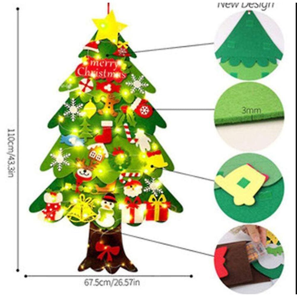 33pcs árvore de Natal feltro árvore de Natal, DIY Felt Natal