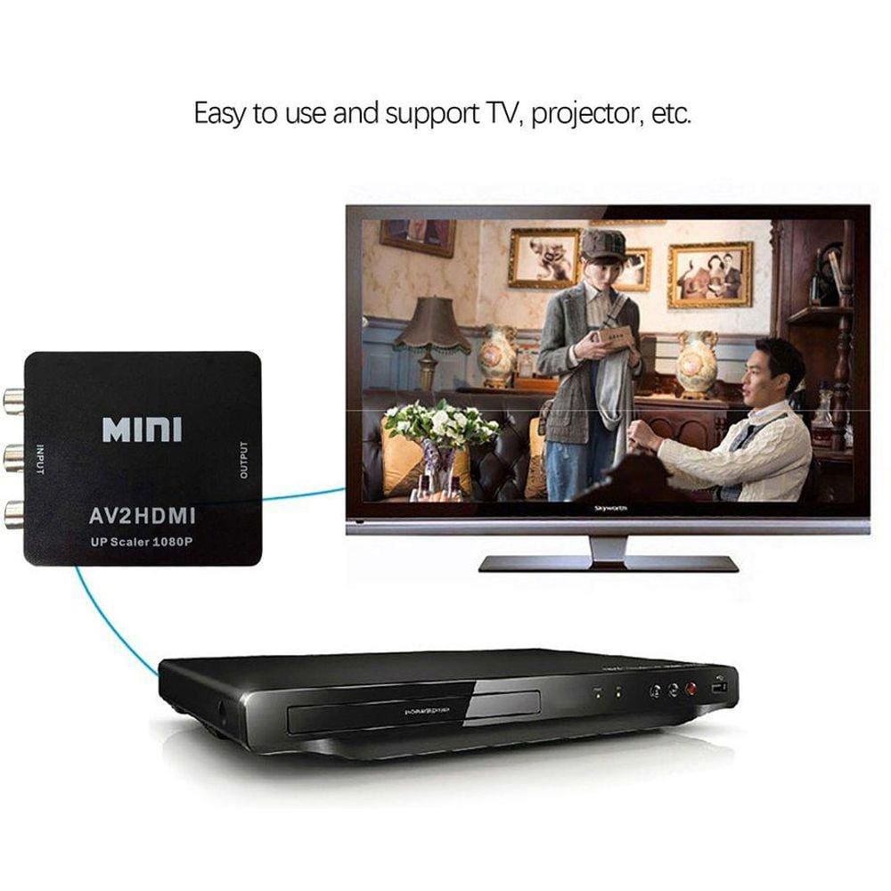 Conversor de AV RCA para HDMI 1080P AV2HDMI Ad-Black