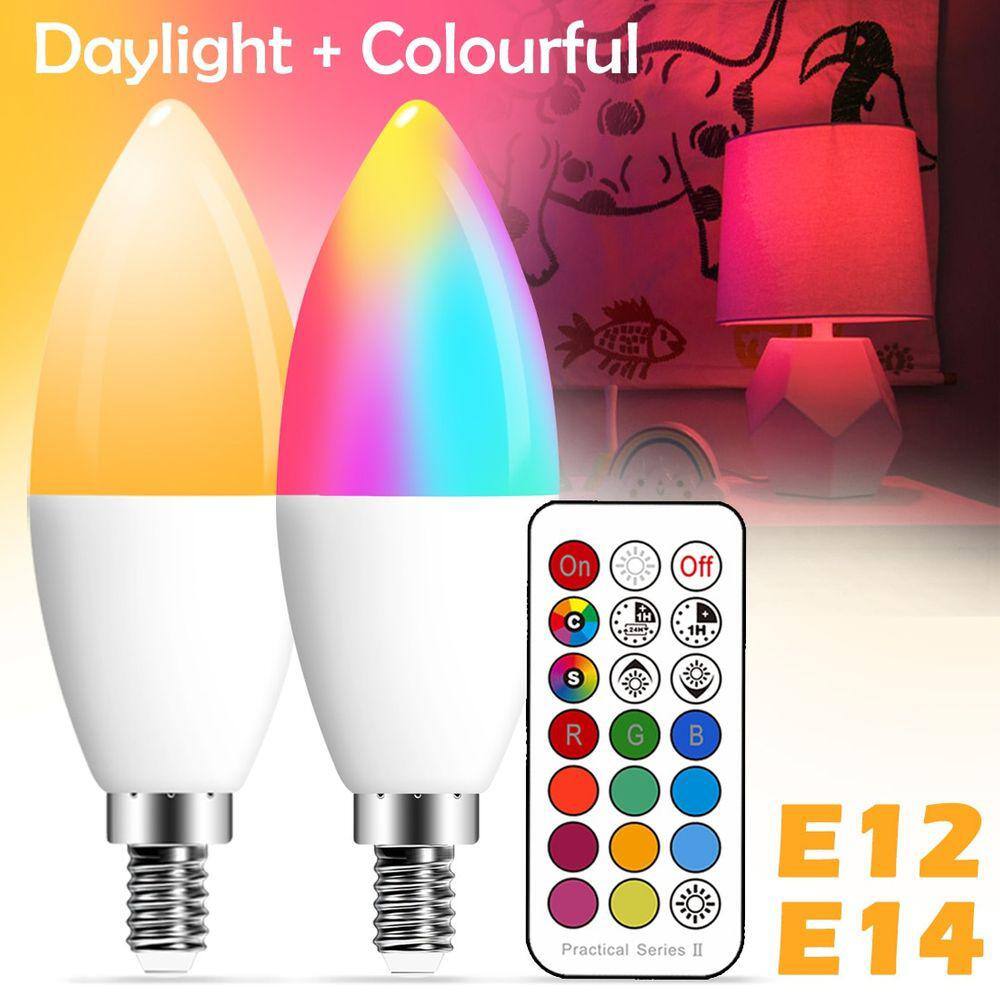 Lâmpada LED inteligente E14 com controle remoto - Branco