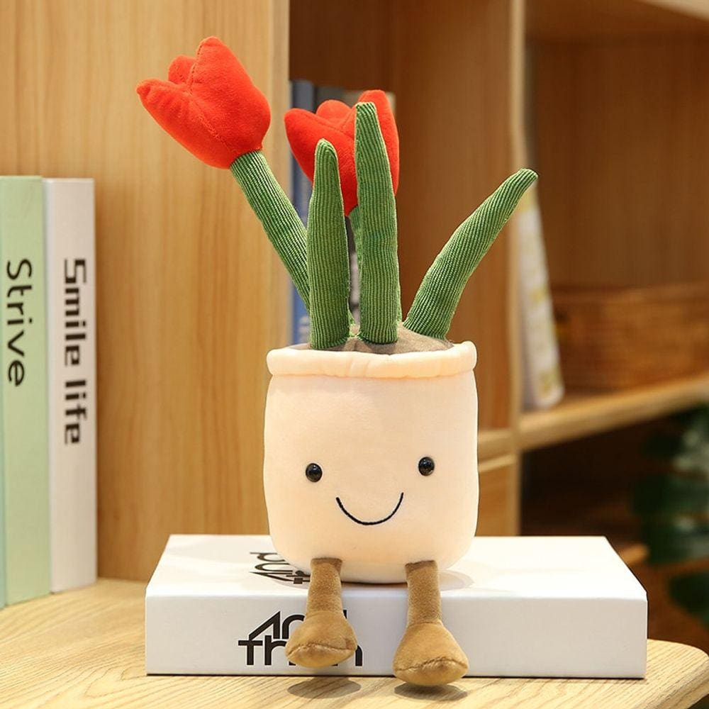 35cm realista tulipa pelúcia brinquedo recheado suculento planta sala d