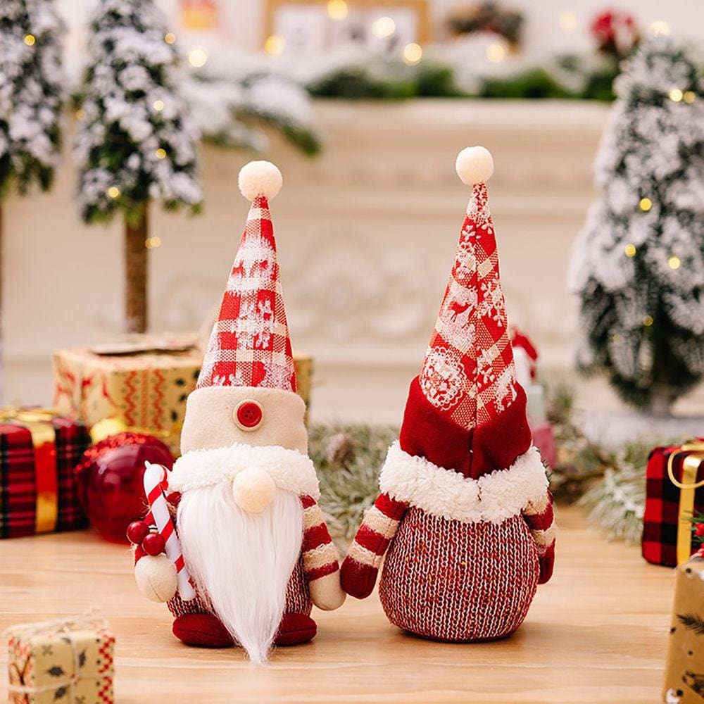 Decoração de brinquedo de pelúcia Christmas Gnomos para Papai Noel com floco de neve
