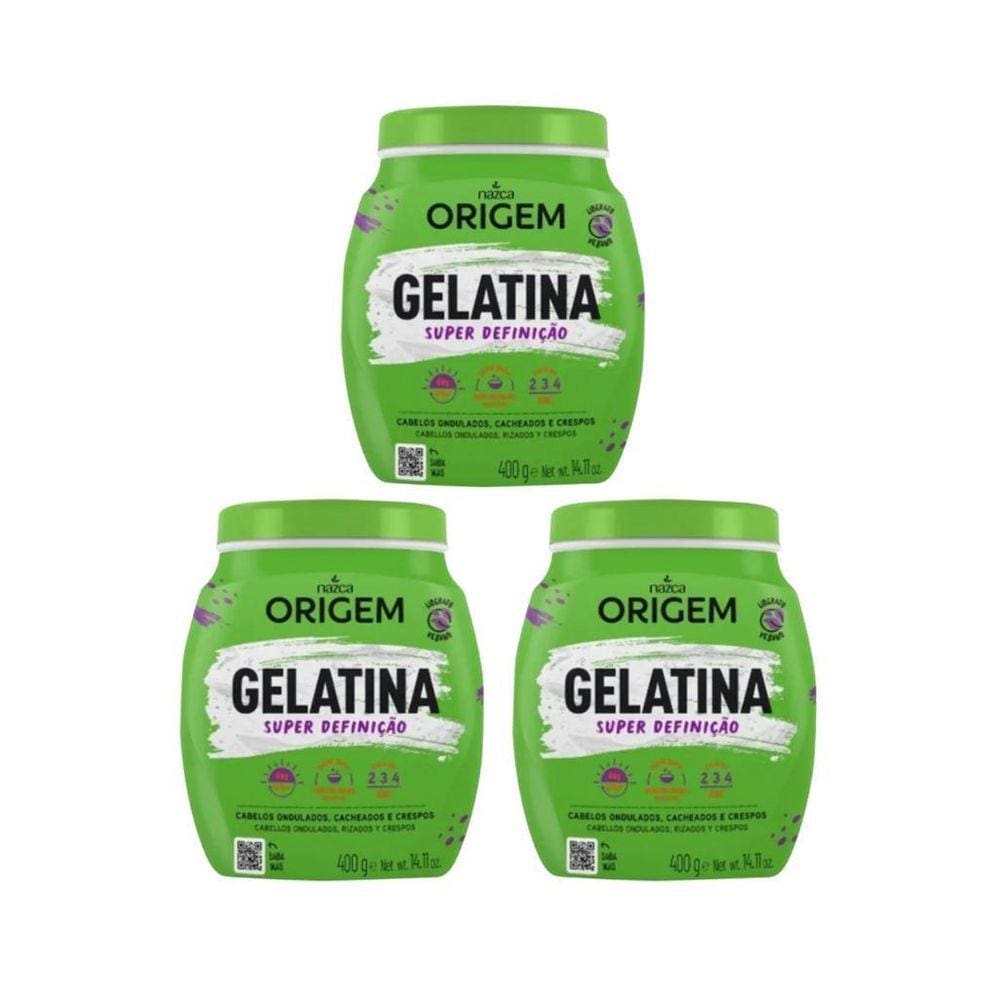 Gelatina Capilar Origem 400G Super Definiçao - Kit Com 3Un