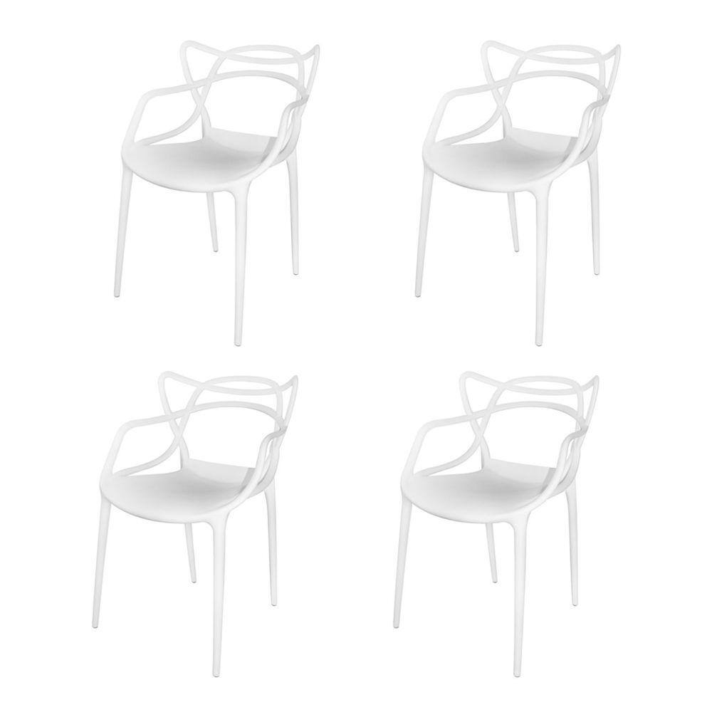 Conjunto com 4 Cadeiras para Sala de Estar Berrini Branco