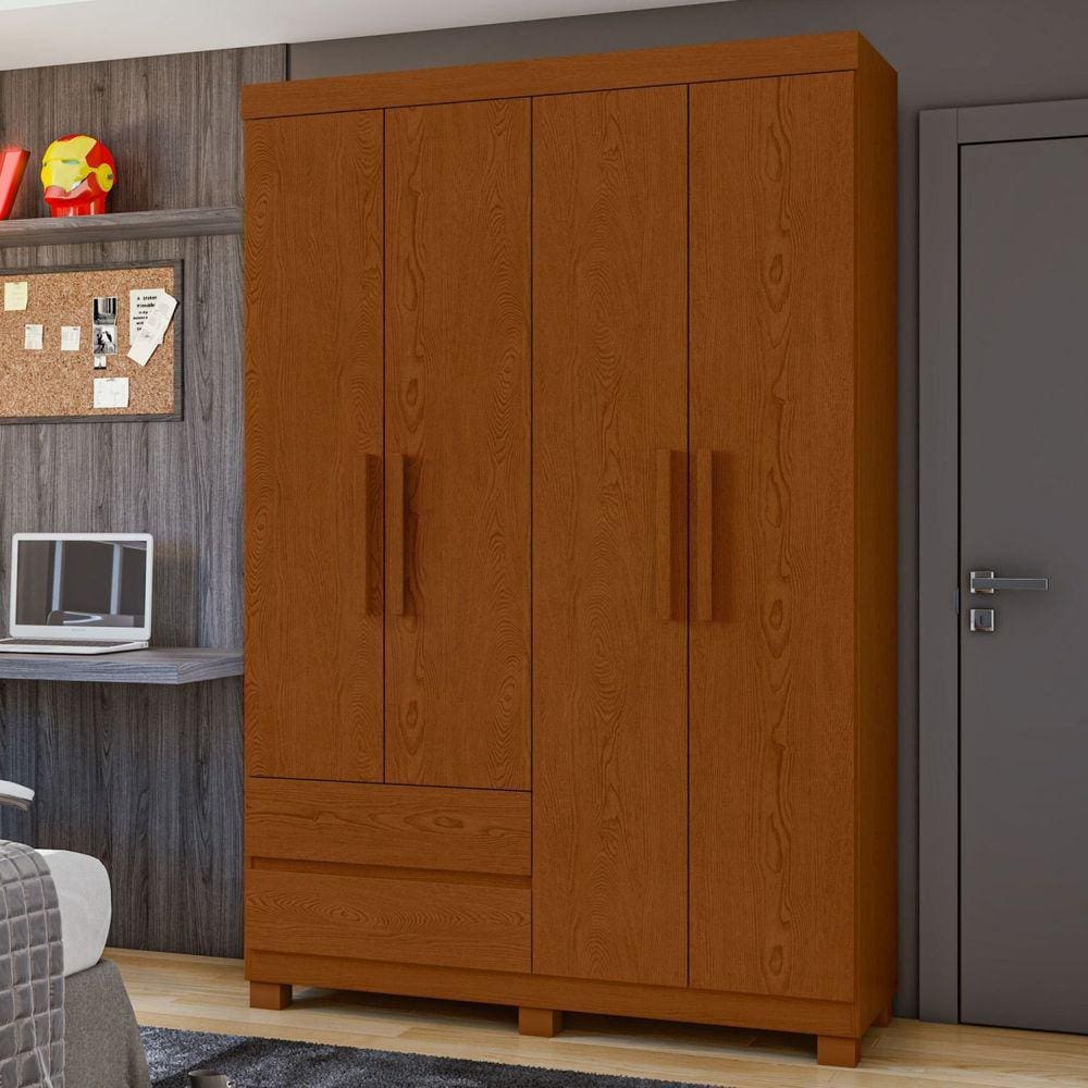 Guarda-roupa 4 Portas 2 Gavetas Zeus com Pés Frassino