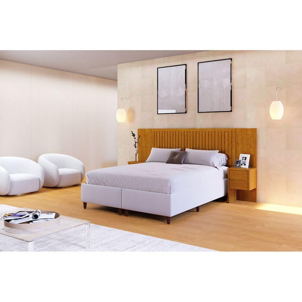 Cabeceira Casal Ripado Florida C/4 Gavetas -Flex 1.40-1.60-2.00 -Carmolar