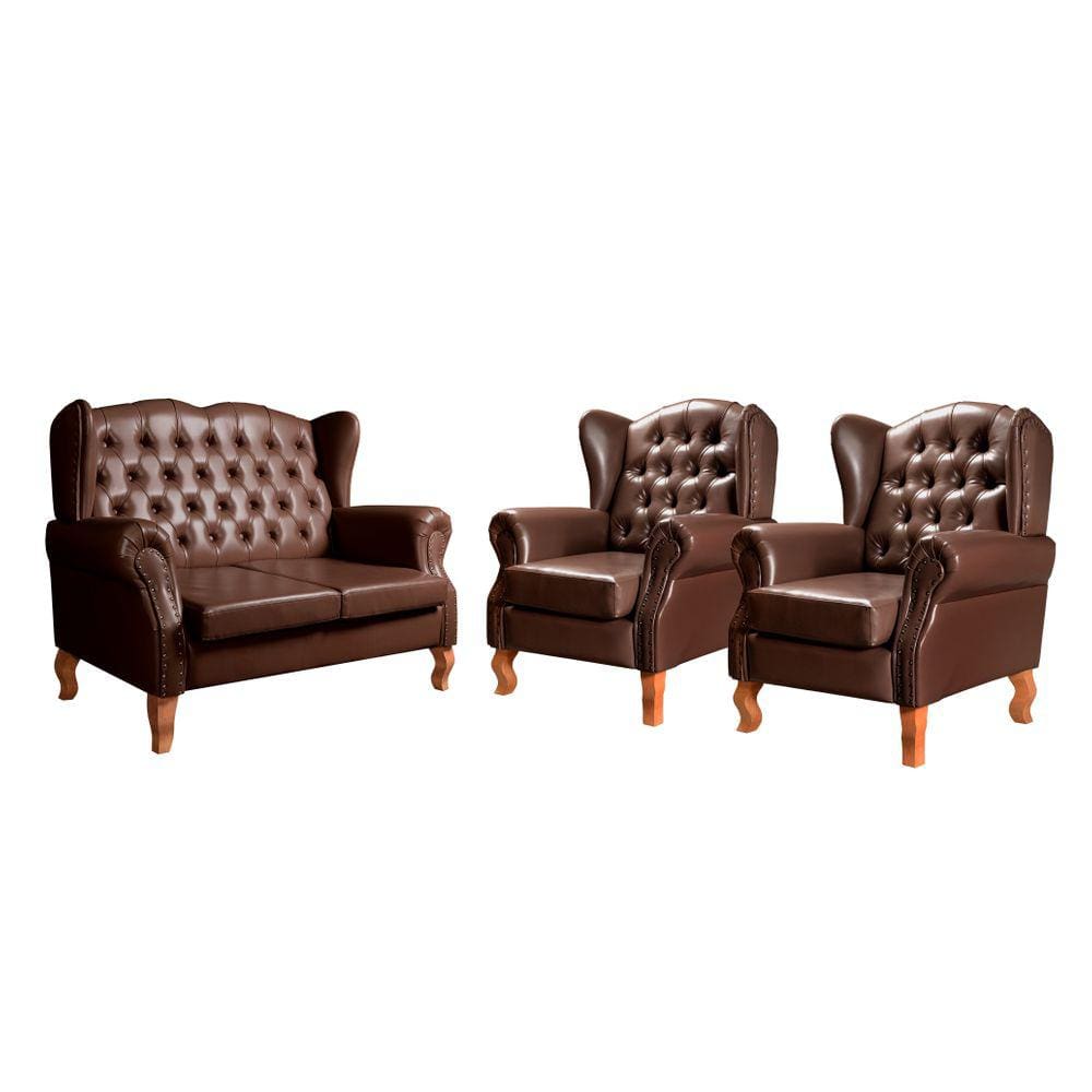 Conjunto Chesterfield Imperador Sofá Vintage Capitonê