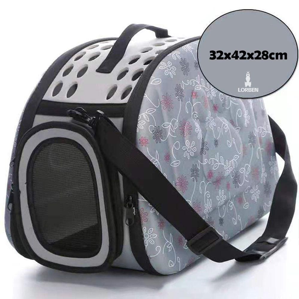 Bolsa de Transporte Pet Lorben Cães e Gatos Desmontável Passeio Viagem Avião Cinza