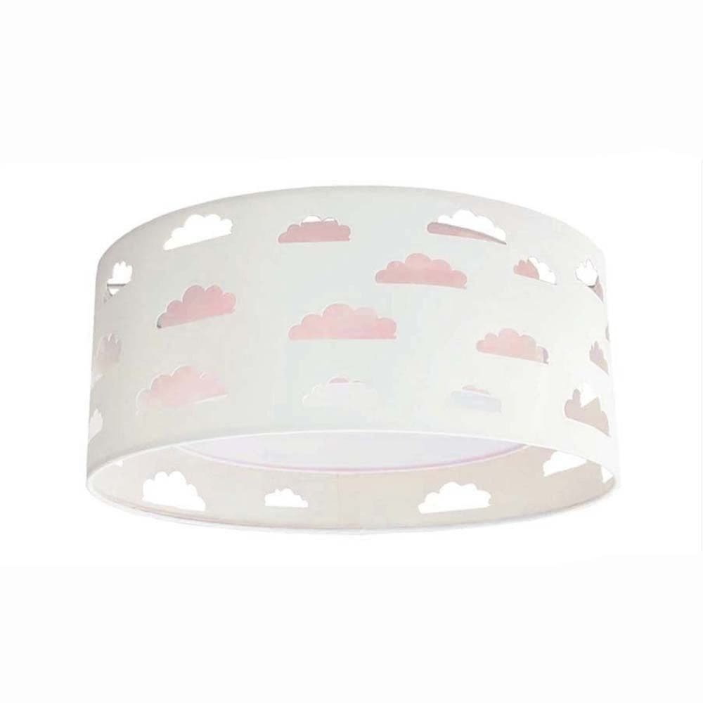 Luminária Plafon Nuvens Duplo Recorte 40x16 Rosa/Branco