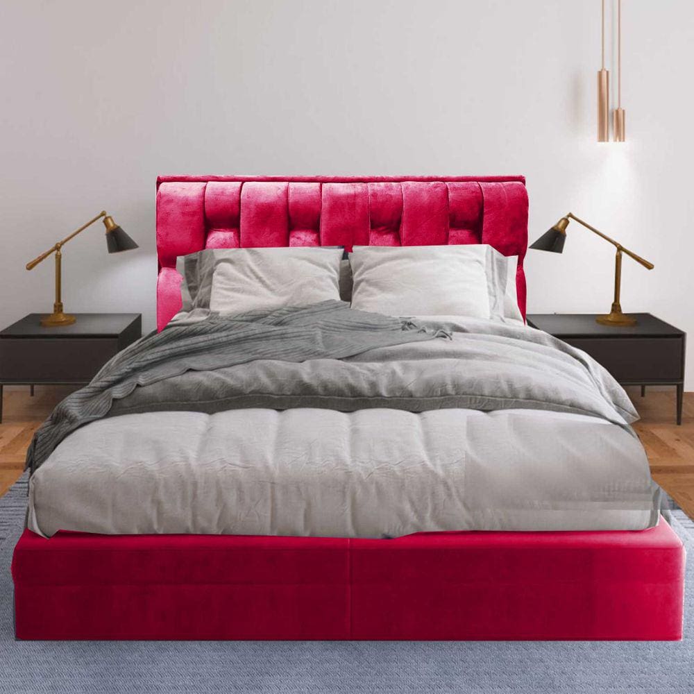 Cabeceira Cama Box Cherie Suede Moderna 90 Vermelho