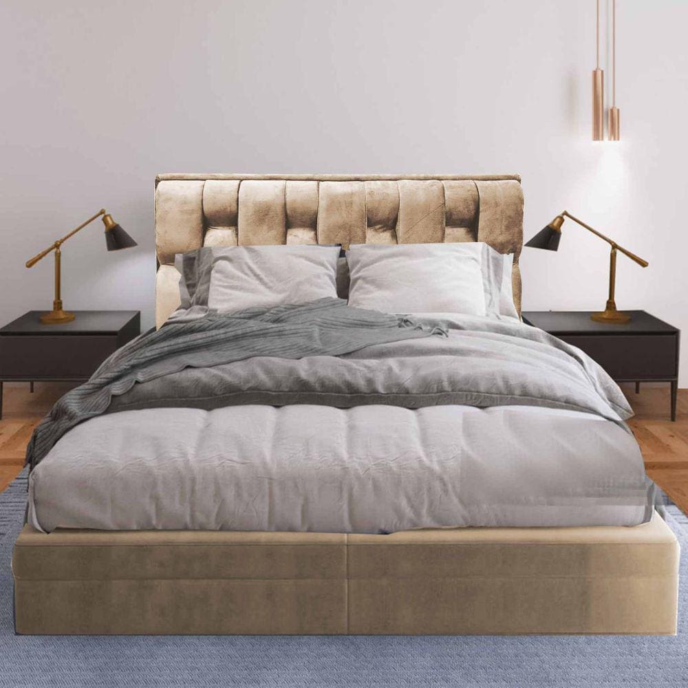 Cabeceira Cama Box Cherie Suede Moderna 140 Cappuccino