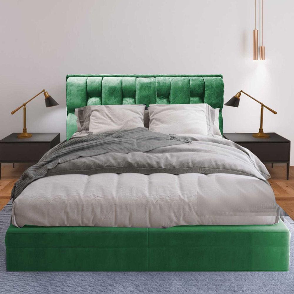 Cabeceira Cama Box Cherie Suede Moderna 140 Verde