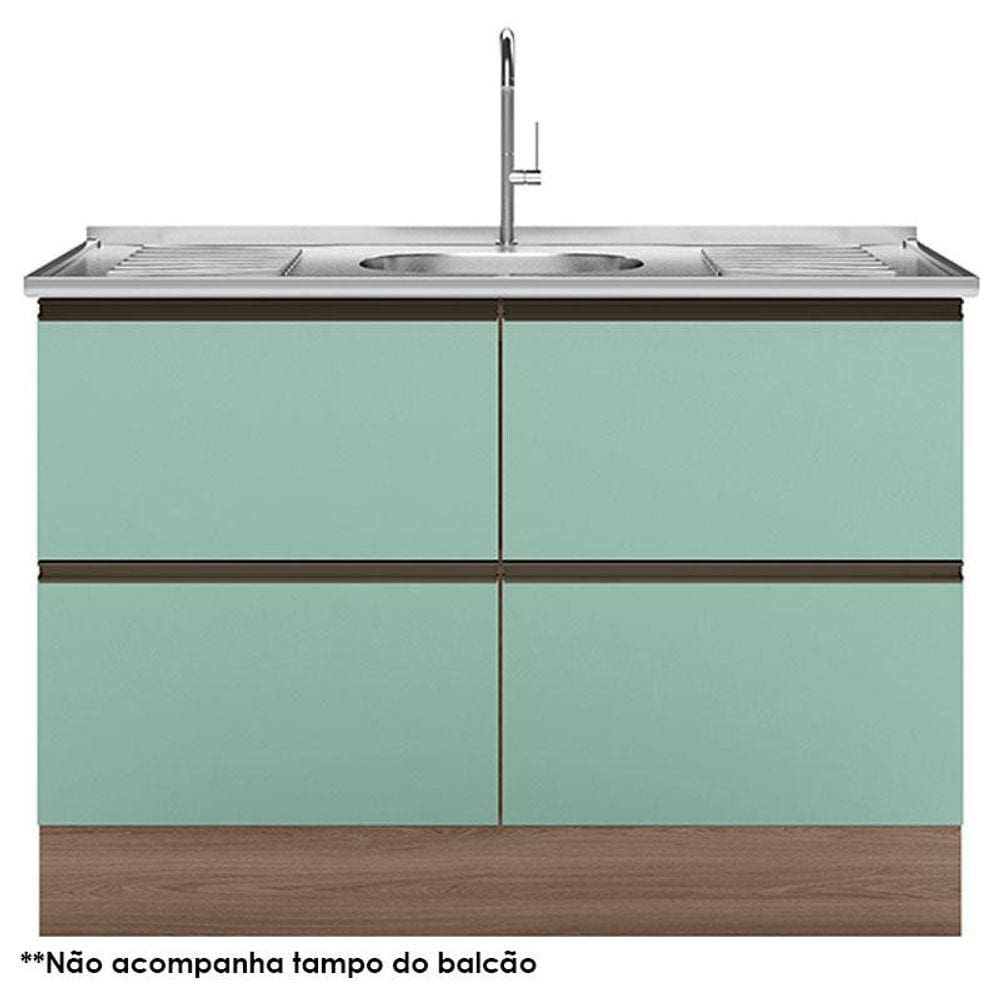 Balcão de Pia 120cm Etna Carvalho OAK Menta - Poliman