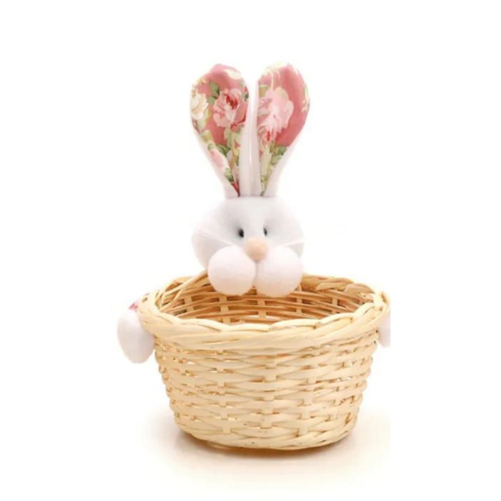 Mini Cesta De Páscoa Decor de Vime c/ Coelho Rosa 1032444R