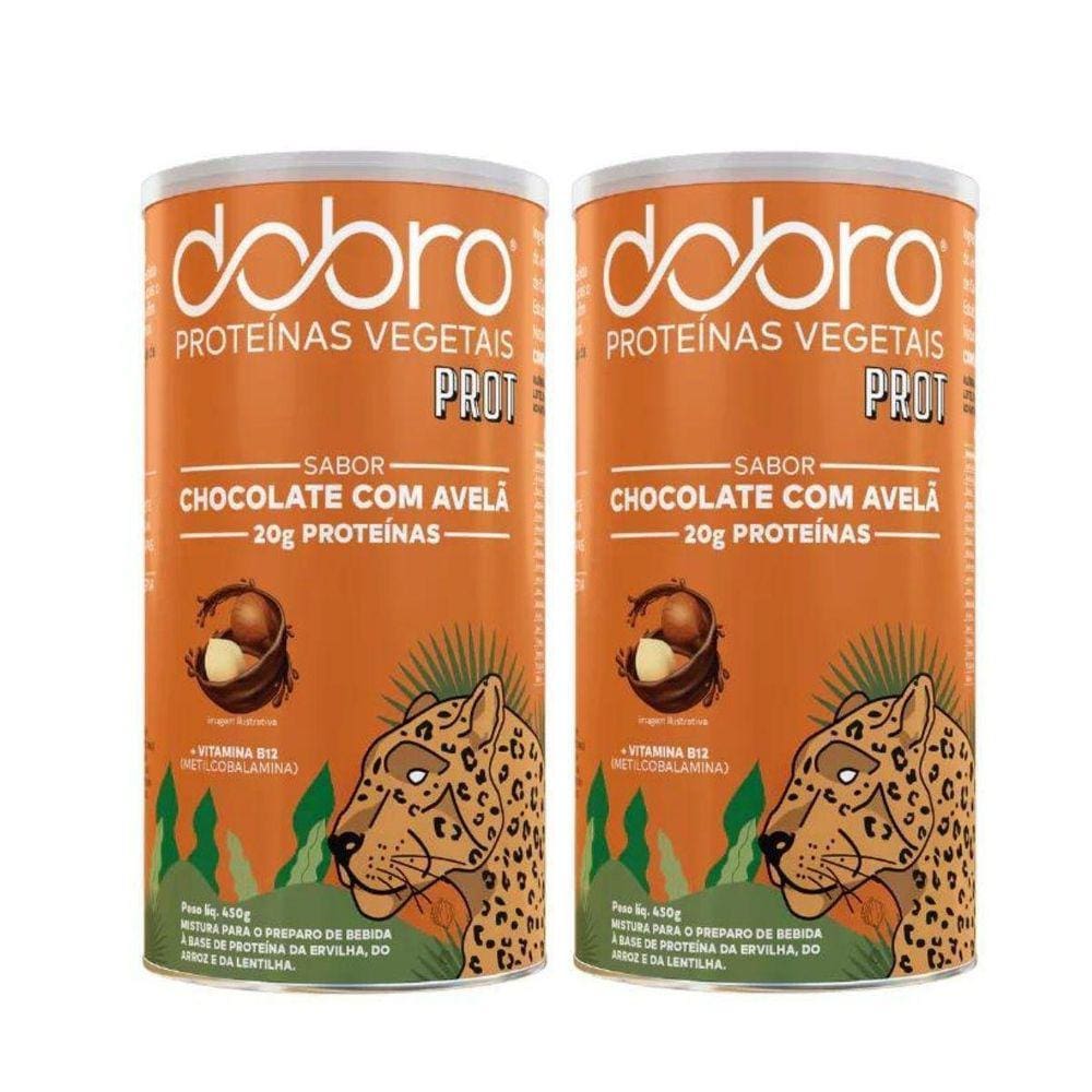 2X Proteína Vegana Prot Dobro Chocolate Com Avelã 450G