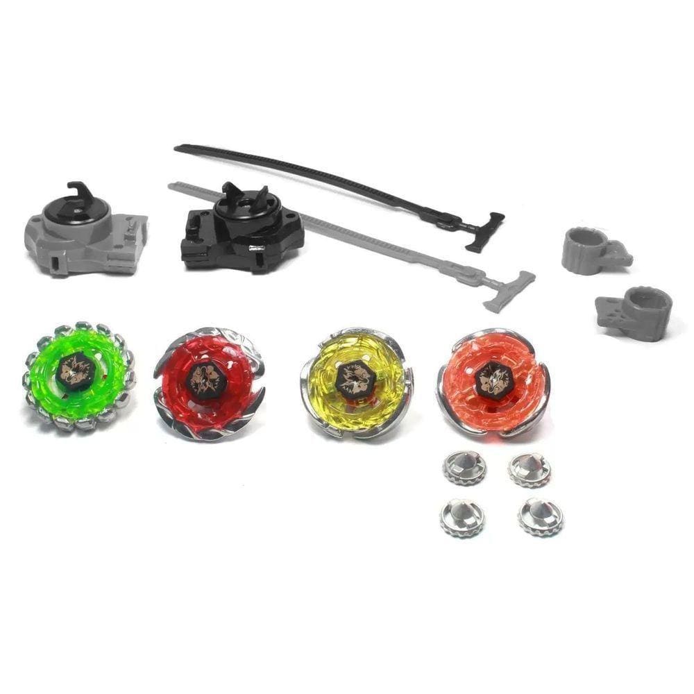 Kit Super Beyblade Tornado Com Led Arena Proteção 15 Peças
