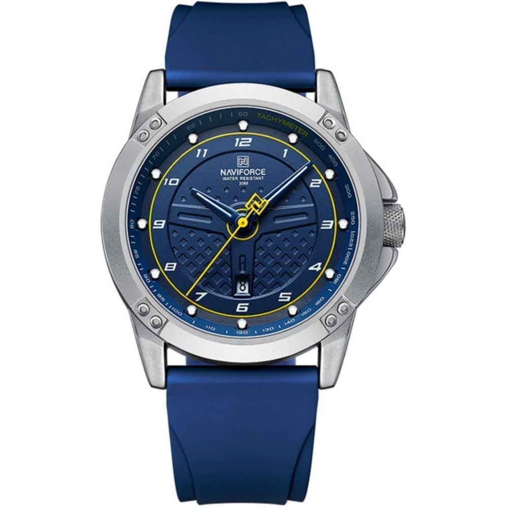 Relógio De Quartzo Masculino Casual Pulseira De Silicone Impermeavel Azul
