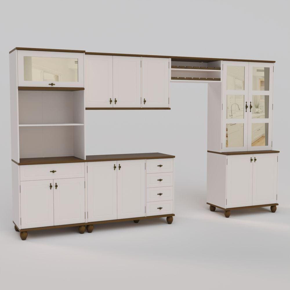 Cozinha Compacta Retrô 5 Peças Off White-nogueira