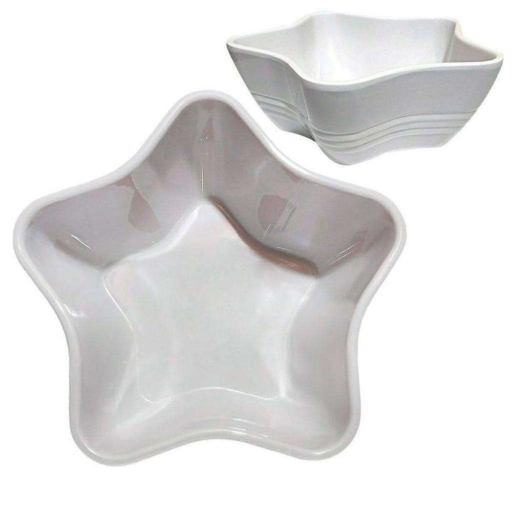 Kit 2 Tigelas Bowl Melamina Estrela Branca 600ml