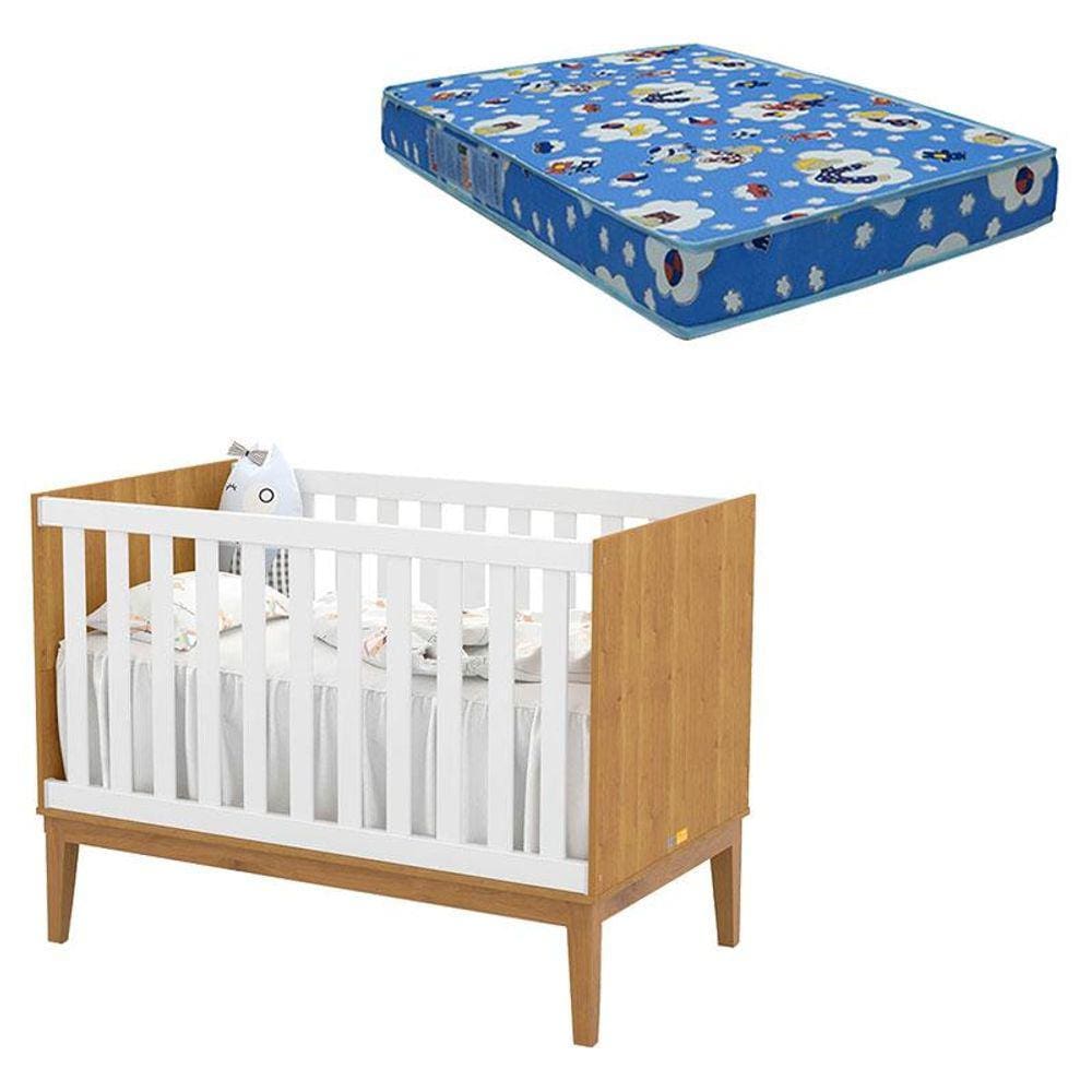 Berço Americano Unique Freijó Branco Soft Eco Wood com Colchão Ortobom - Matic