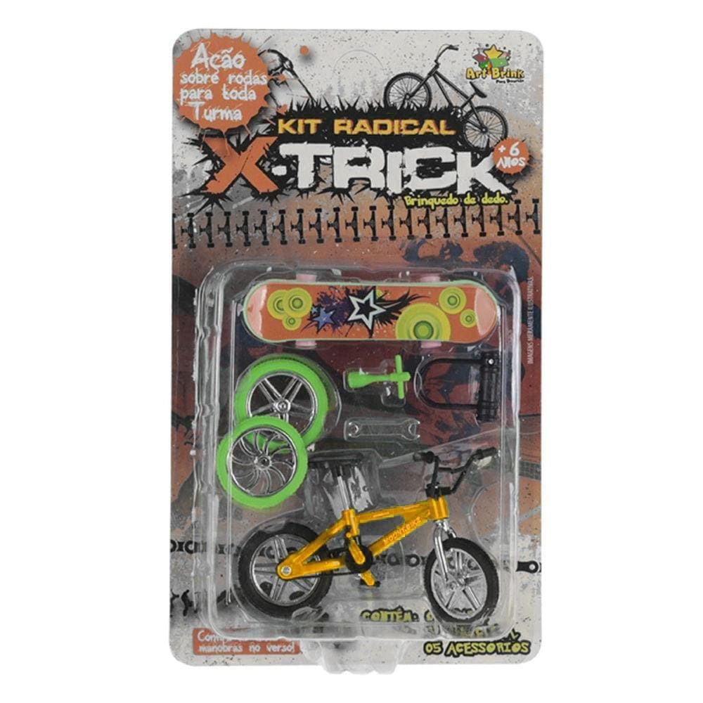 Bicicleta de Dedo c/ Acessórios X-Trick Amarelo - Art Brink