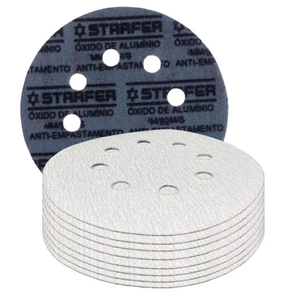 Kit 10 Disco De Lixa Branco 180Mm Grão 1000 - Starfer
