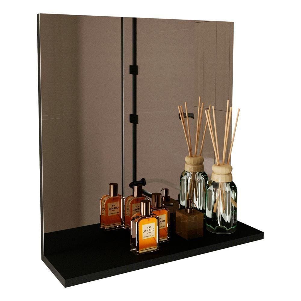 Espelheira Para Banheiro 1 Prateleira Bn3642 Preto Tecno Mobili Preto