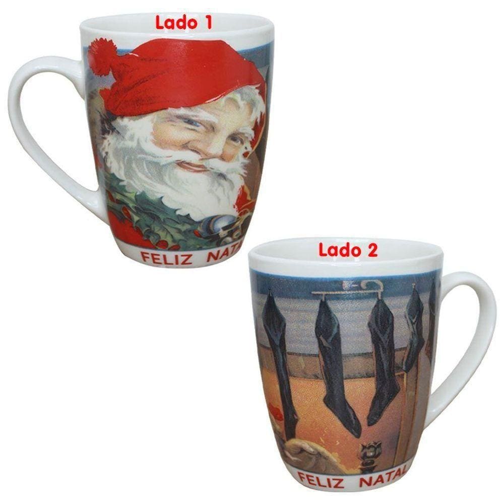 Caneca De Natal Papai Noel Feliz Natal Cerâmica 350ml