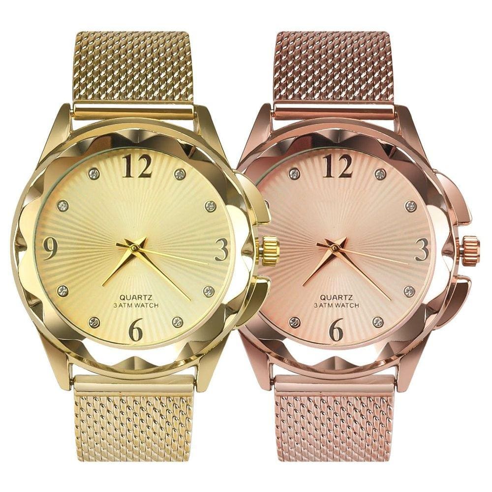 Kit 2 relogio feminino qualidade banhado premium resistente blindado casual social dourado rose
