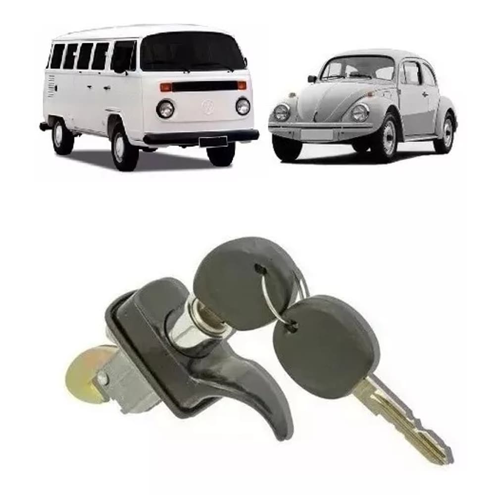 Maçaneta Fechadura Tampa Traseira Motor Fusca e Kombi Até 1996 Preto com chaves