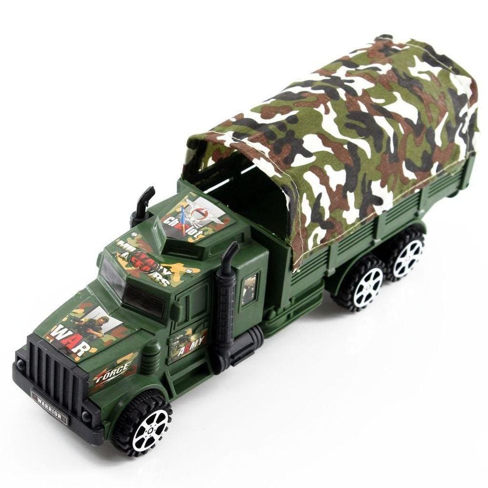 Brinquedo Carreta Fricção Caminhão Militar Camuflado Com Lona