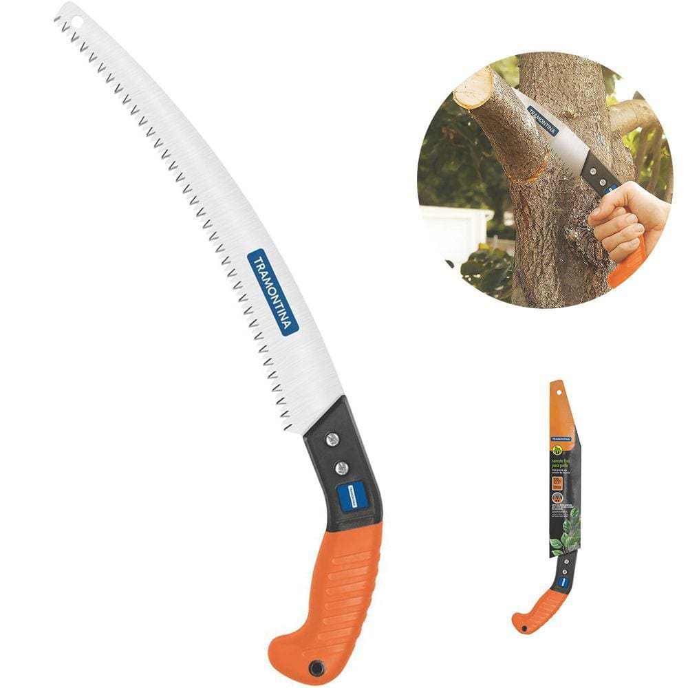 Serrote de Poda Tramontina com Lâmina Curva em Aço Carbono Flexível de 32cm e Cabo Emborrachado