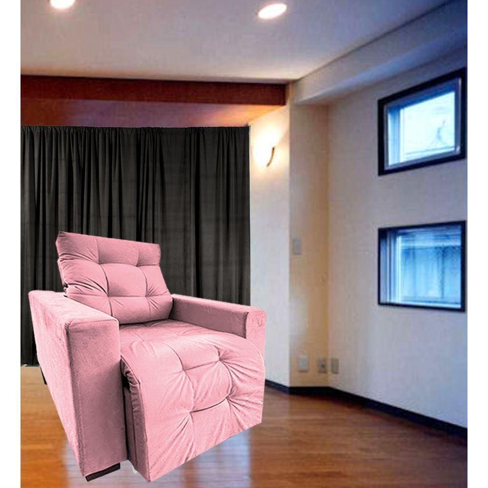 Poltrona Amamentação Retratil E Reclinavel Sala Quarto Mamae Sofia Rosa