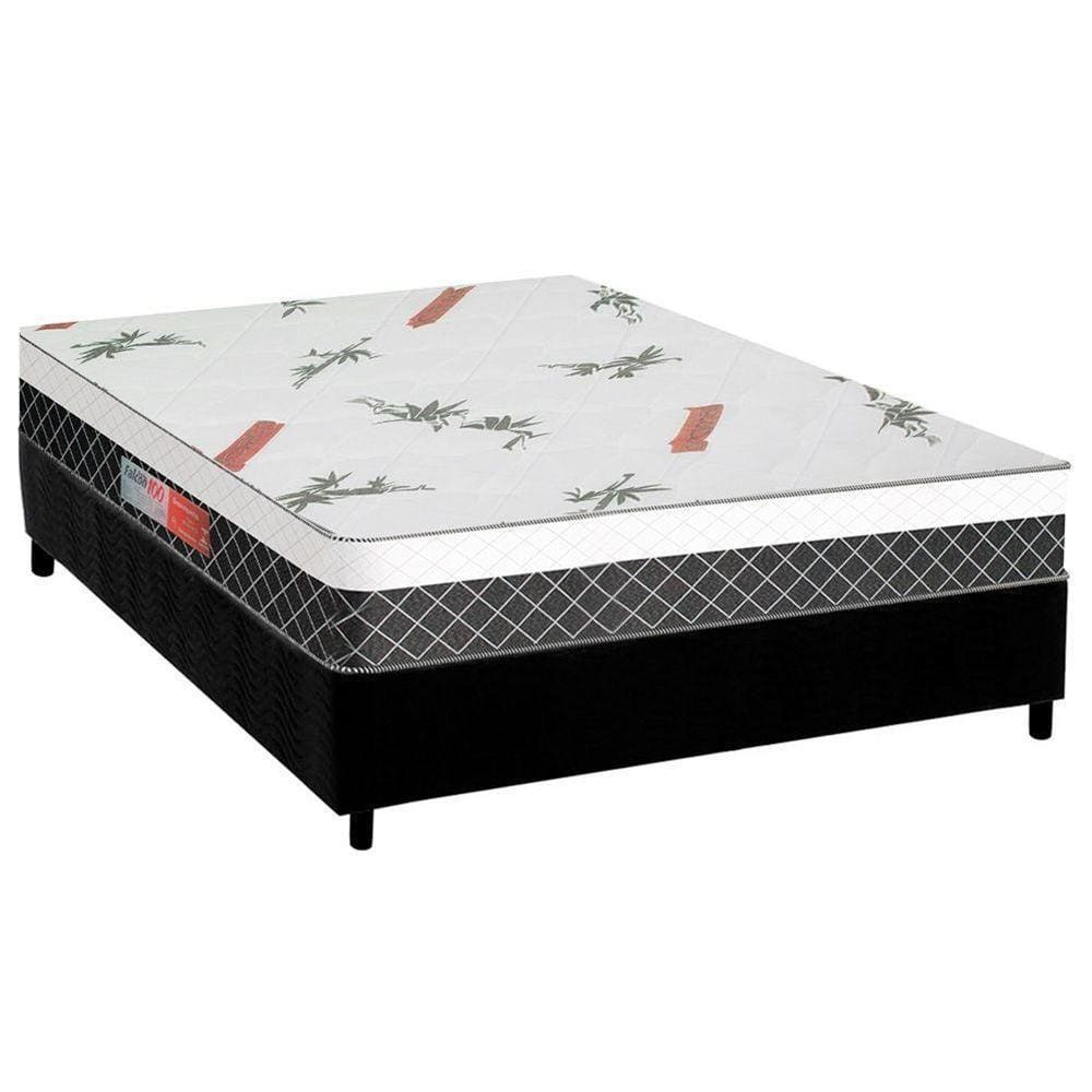 Cama Box Casal: Colchão Anatômico Plumatex D28/ep Falcon Ultra Firme + Base Crc Suede Black(138x188)