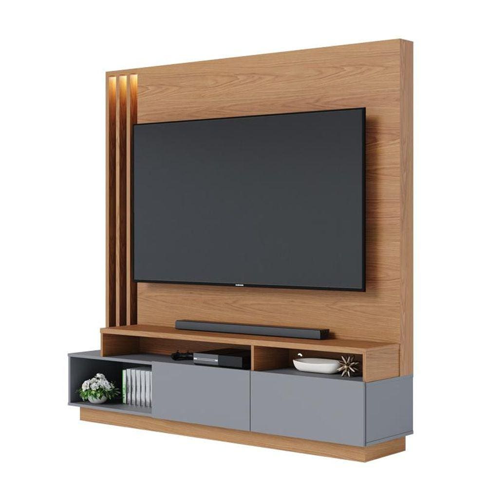 Estante Home Humaita 1,8m para TV de 65" Freijo/Cinza Fosco - Colibri