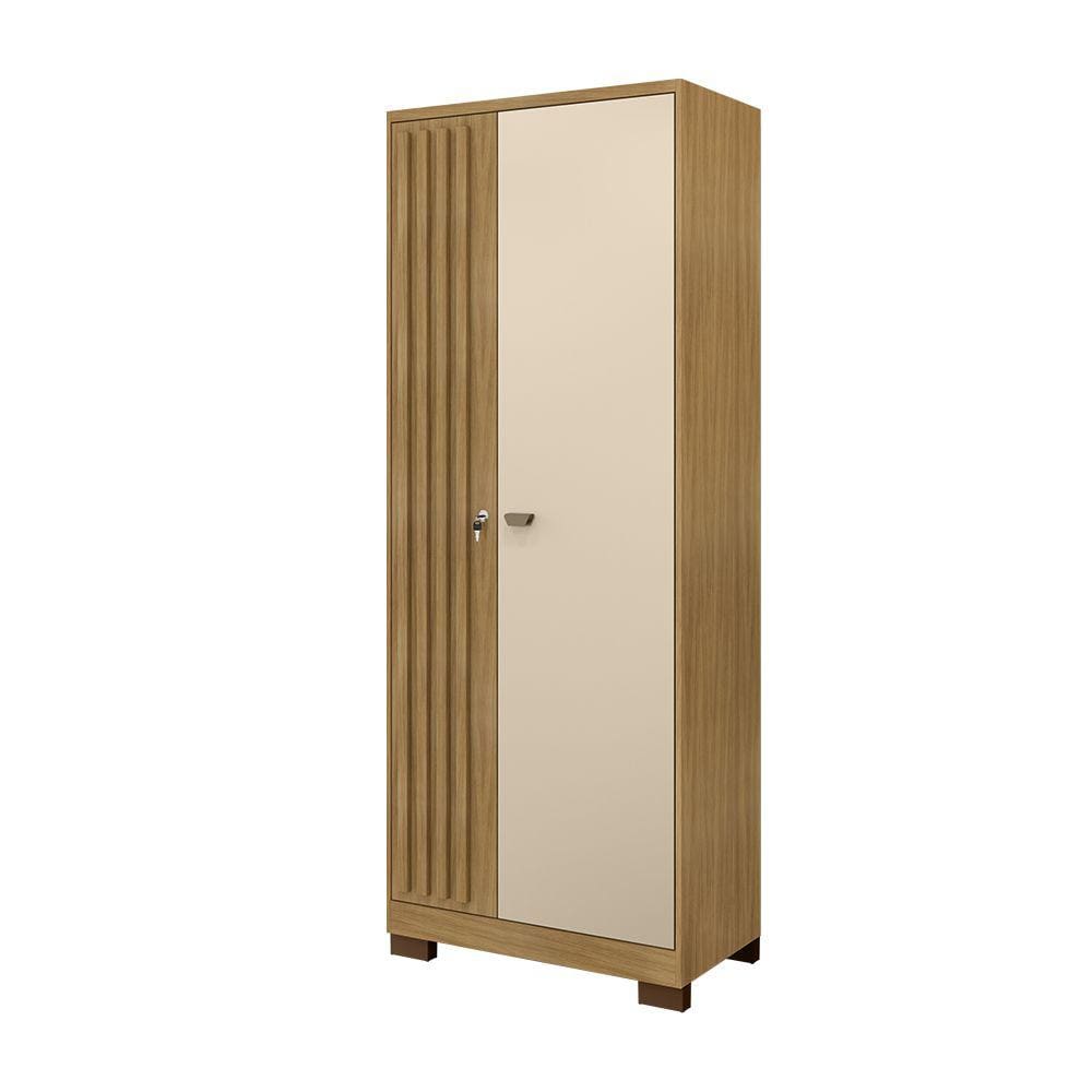 Guarda Roupa Solteiro 2 Portas Stella I01 Carvalho Off White Clique Chique