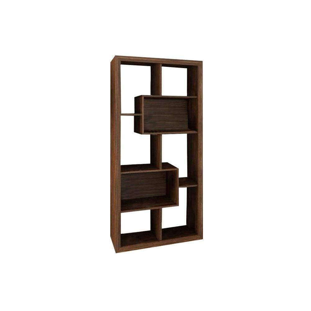 Estante De Livros E1712 C/ 2 Nichos Nogal - Tecno Mobili