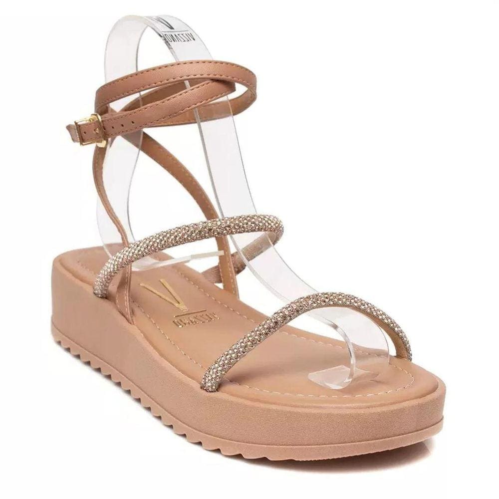 Sandália Vizzano Flatform Anabela Plana Feminina - Nude