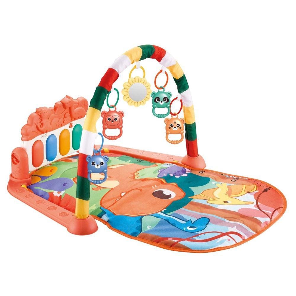 Tapete para bebê Infantil De Atividades Com Piano Dino Vermelho
