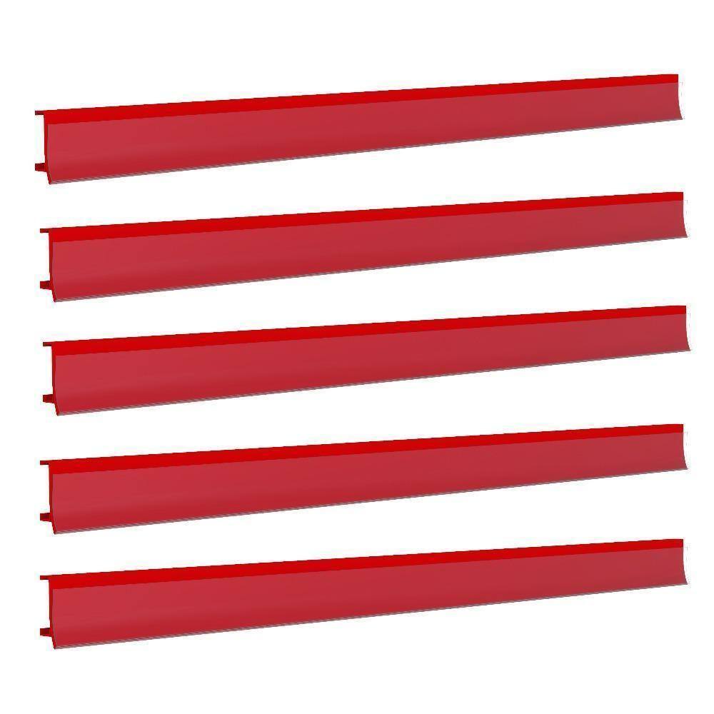Porta Etiqueta Bandeja Gondola Fit 90 Cm Vermelho Kit 150