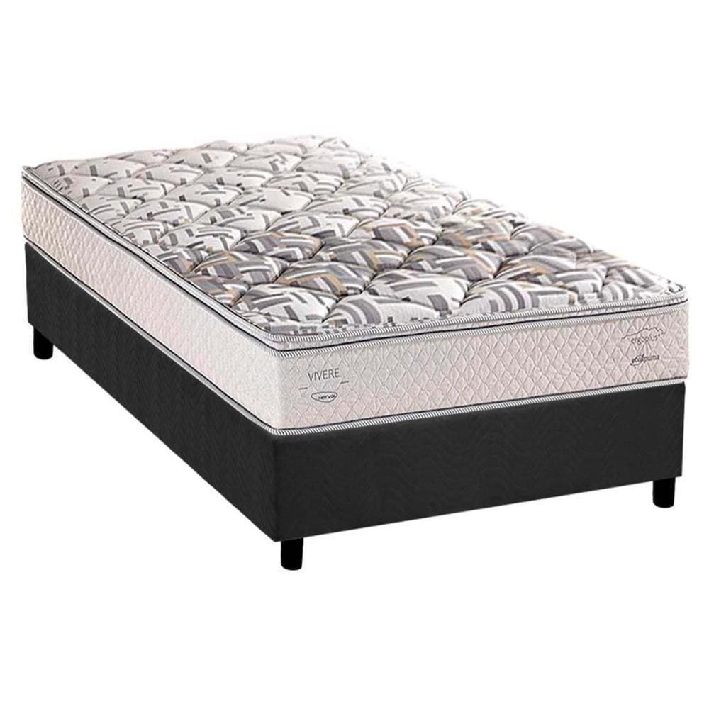 Conjunto Box Solteiro: Colchão Anatômico Ag 65 Santorini C1604 Ergoplus + Base Crc Suede Gray