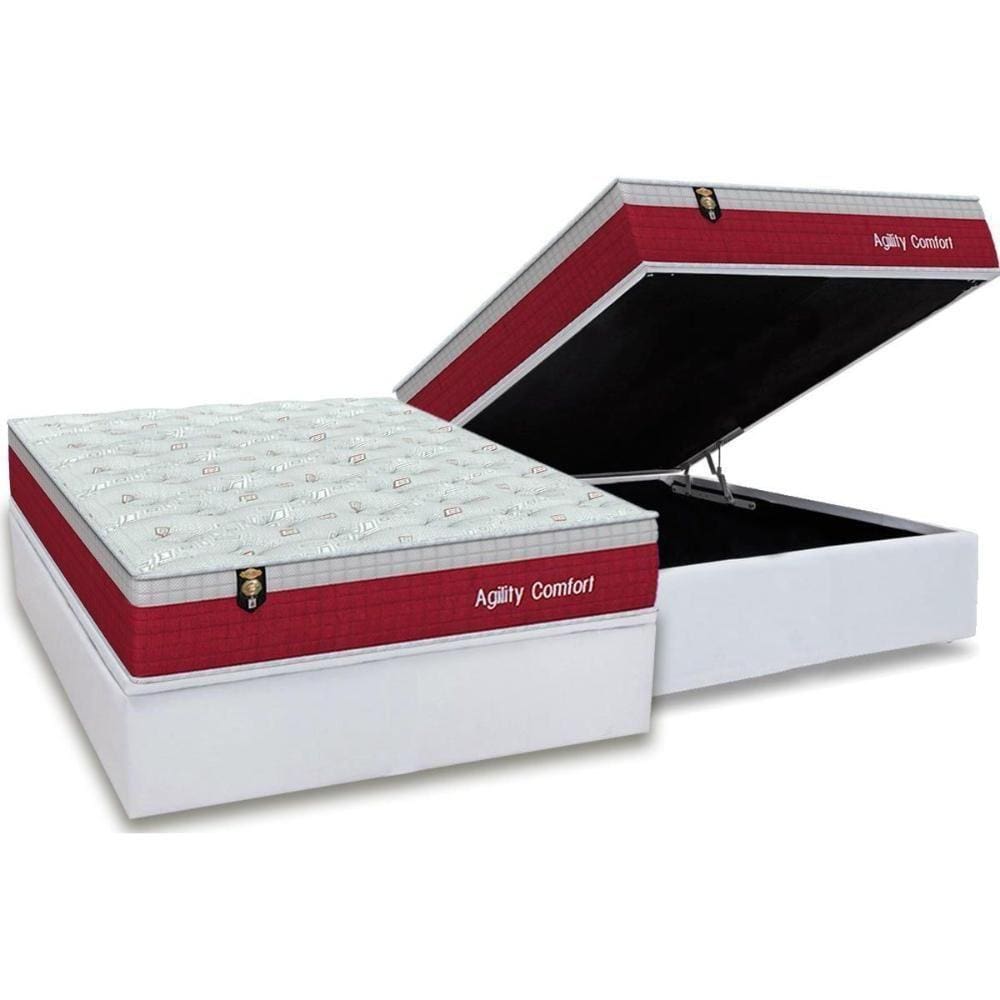 Conjunto Box Baú Casal: Colchão Molas Orthoflex Masterpocket Ensacadas Courano White