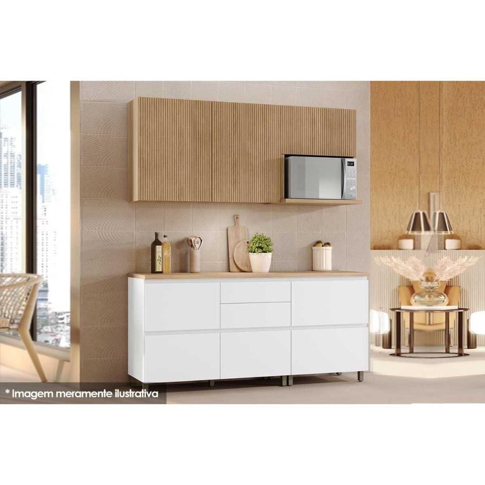 Cozinha Modulada Completa Rainha 4 Peças C4p22 Branca/nature - Nesher
