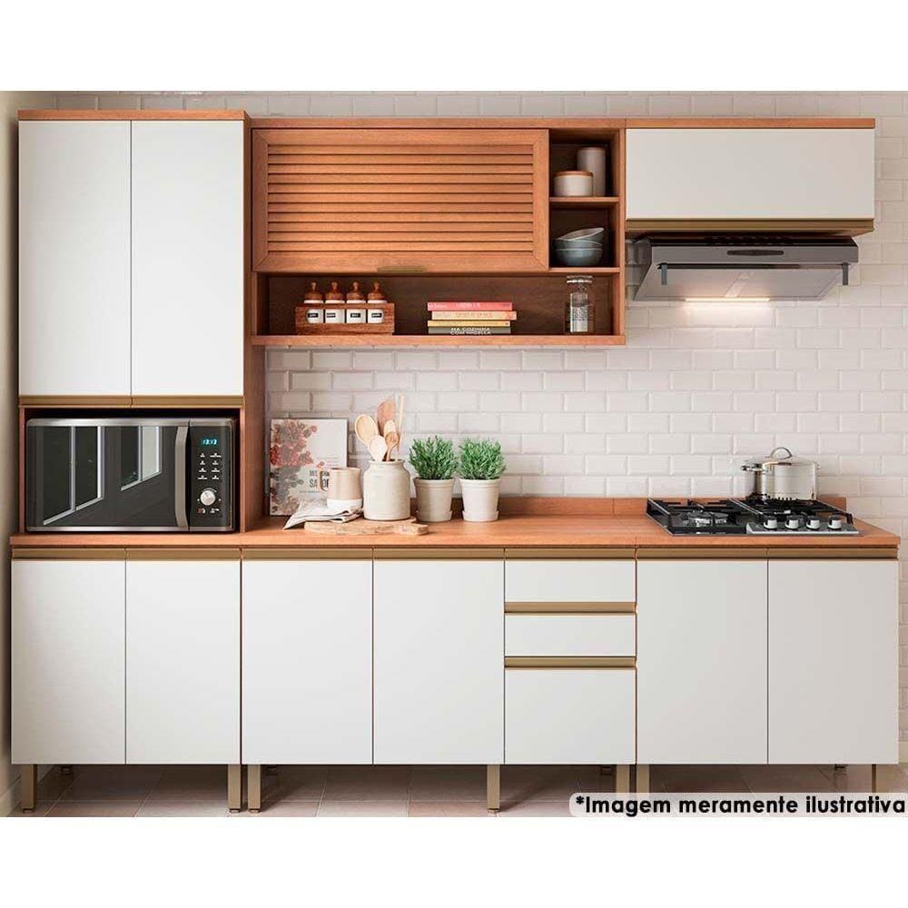 Kit De Cozinha Completa 5 Peças Thela Macadâmia (2aéreos+2balcões+1paneleiro) Czc24 Freijo-branco - Telasul
