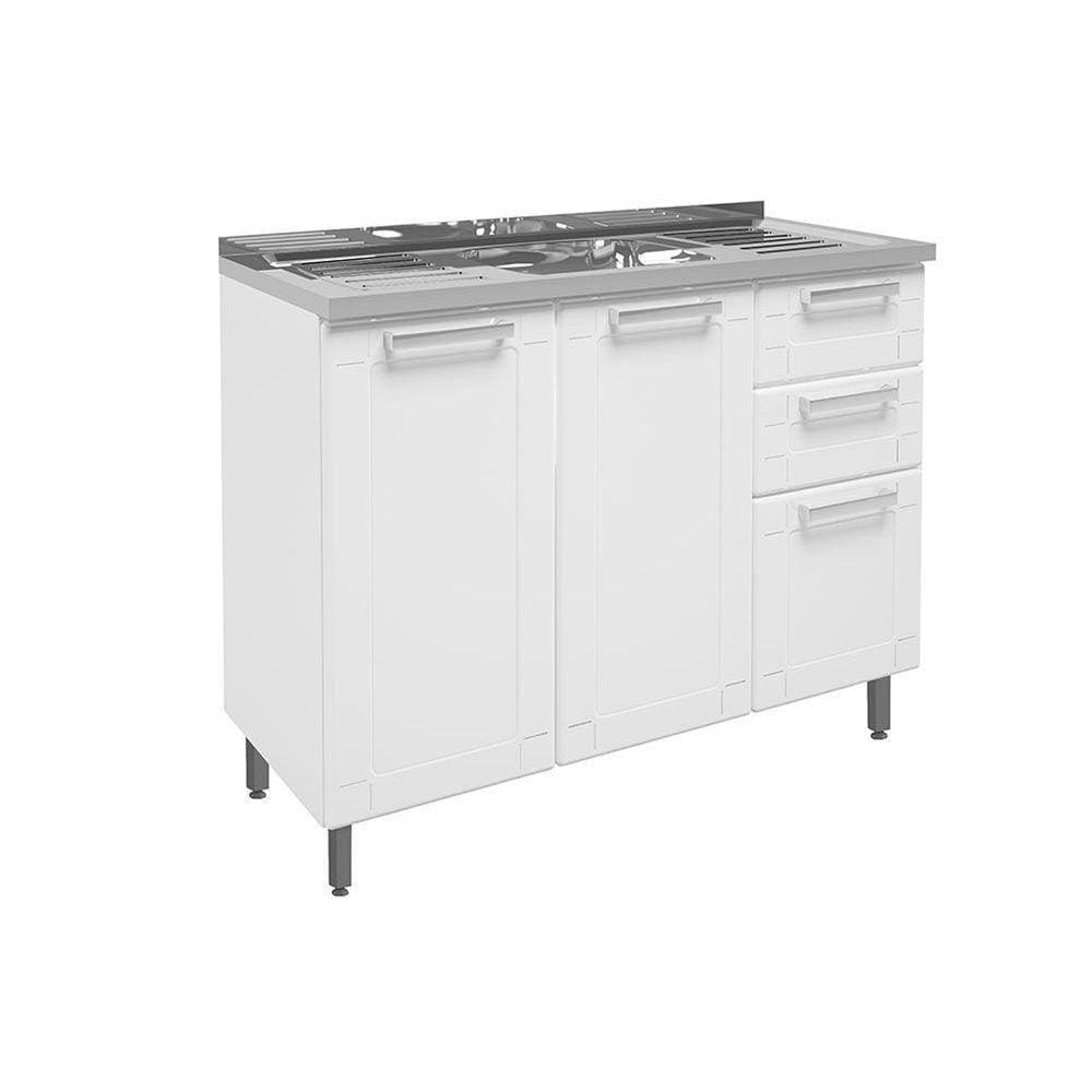 Módulo Cozinha Bertolini Múltipla 6015 3 Portas 2 Gavetas Branco