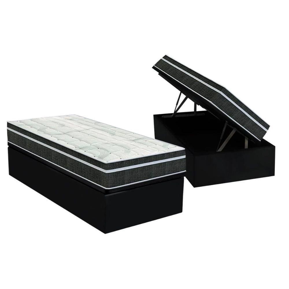 Conjunto Box Baú Solteiro: Colchão Molas Orthoflex Bonnel Venezia + Base Crc Courano Black(88x188)